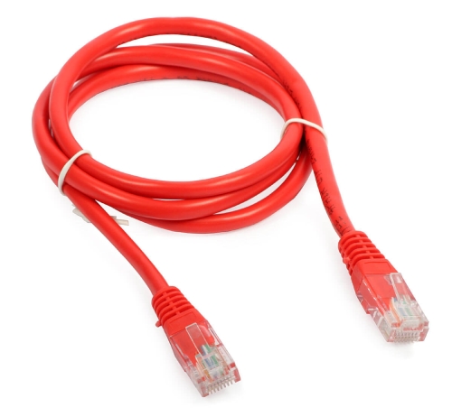 Patchcord UTP 1m kat. 5e czerwony