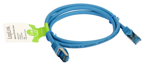 Patchcord S/FTP 1m kat. 6A niebieski