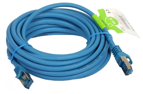 Patchcord S/FTP 5m kat. 6A niebieski