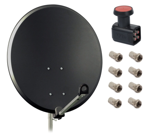Antena satelitarna 80cm FAMAVAL + Konwerter QUAD+ złącza
