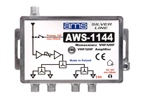 Wzmacniacz antenowy 4 TV AWS-1144 DVB-T2 AMS SilverLine