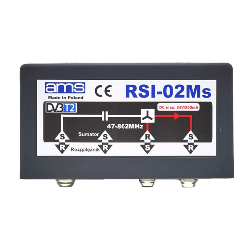 Rozgałęźnik sumator DVB-T2 zewnętrzny RSI-02Ms AMS