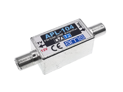 Wzmacniacz antenowy APL-104 23dB FM VHF UHF DVB-T2 ekranowany