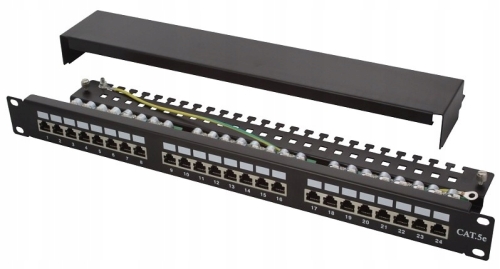 Patch Panel STP 1U 24 porty k5e +uchwyt RJ-45 RACK