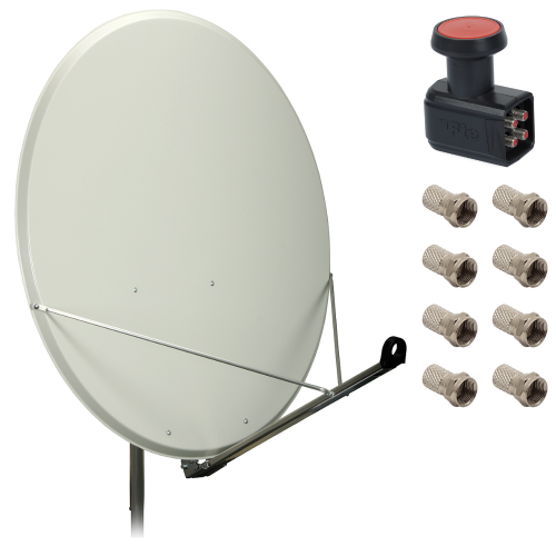 Antena satelitarna 100cm FAMAVAL +Konwerter QUAD + złącza