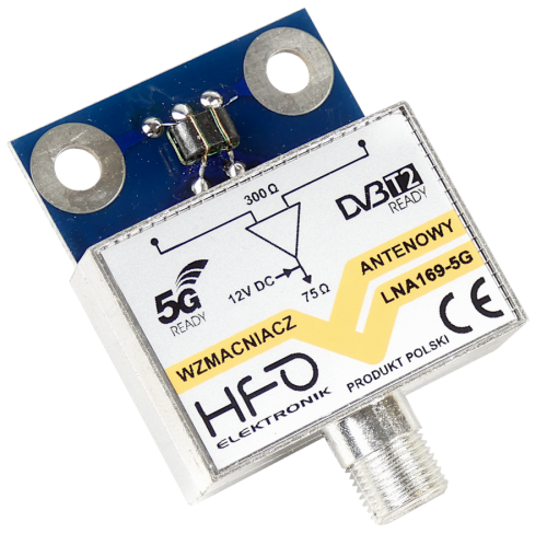 Wzmacniacz antenowy LNA-169 5G 24dB DVB-T2 ekranowany