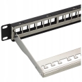 Patch Panel 19" pod keystone 24 porty RJ-45 niewyposażony czarny RACK