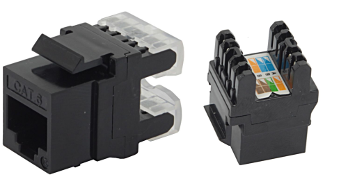 Moduł keystone RJ-45 UTP kategorii 6 Dual IDC czarny narzędziowy