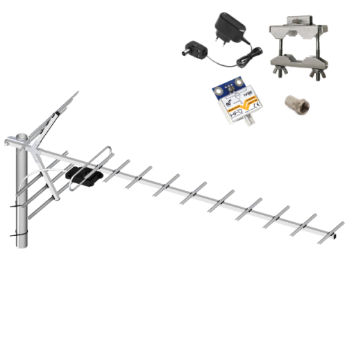Antena Dipol 19/21-48 DVB-T2 UHF ze wzmacniaczem