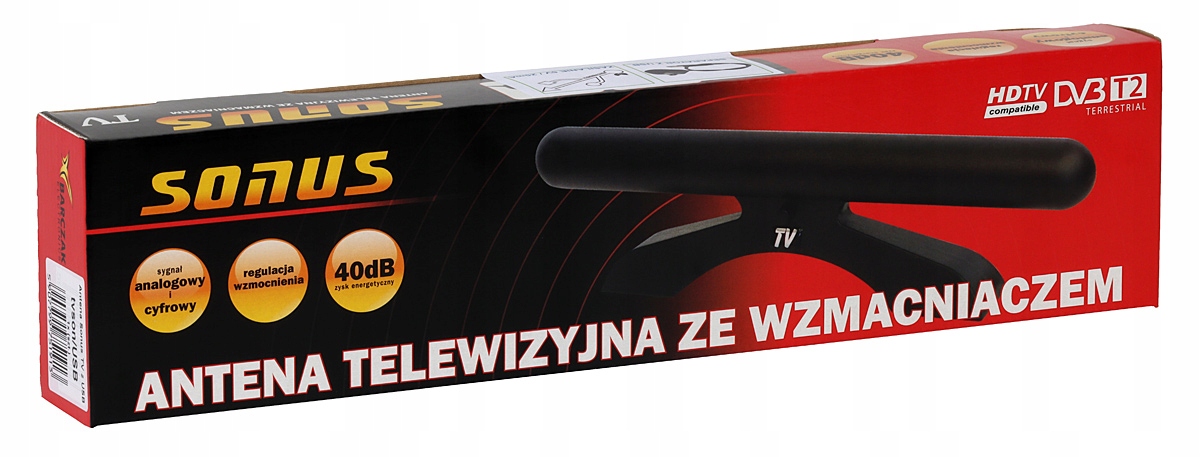 Pokojowa antena telewizyjna ze wzmacniaczem Sonus TV zasilana z USB